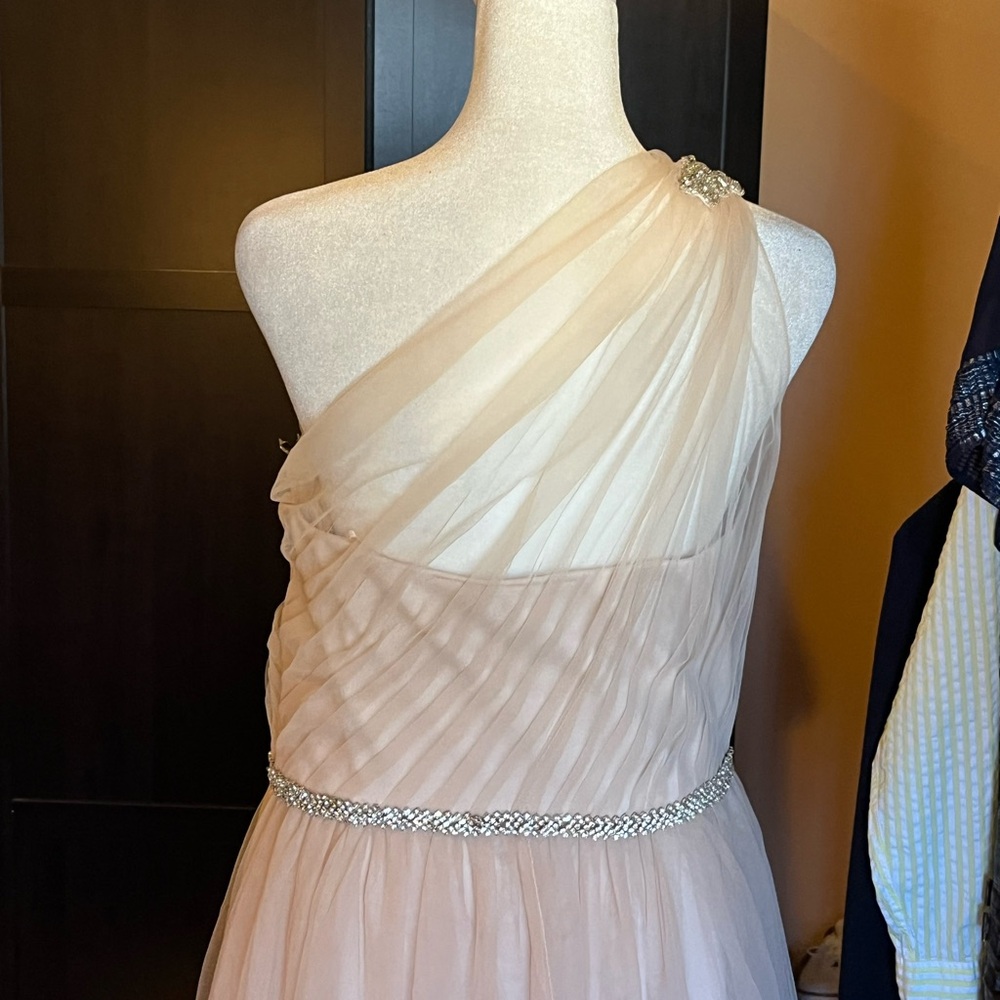 Mark Zunino one-shoulder dress, draped tulle w/ crystal waist & strap. Prom. 13 - Picture 9 of 16
